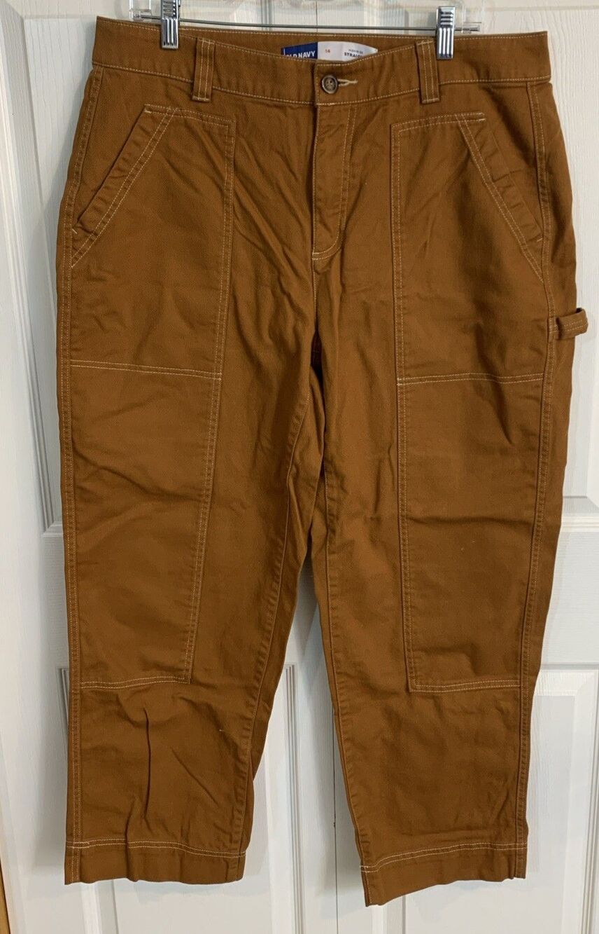 Old Navy Utility Pants Womens 14 Rust Straight Leg High Rise 37x29 Work Gorpcore